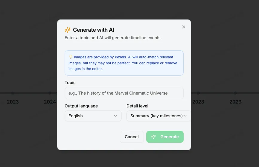 AI Generate dialog in the timeline editor