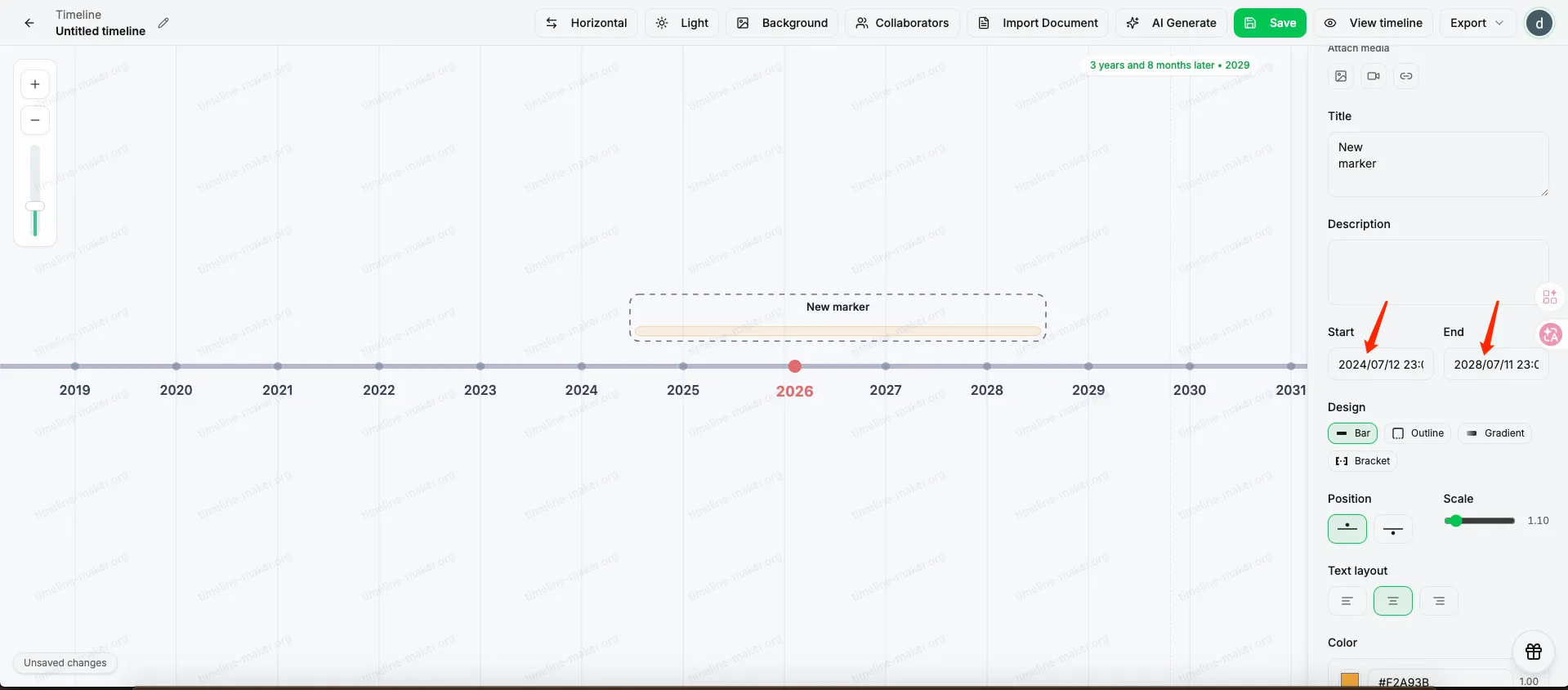 S08 - Period marker start and end fields in inspector