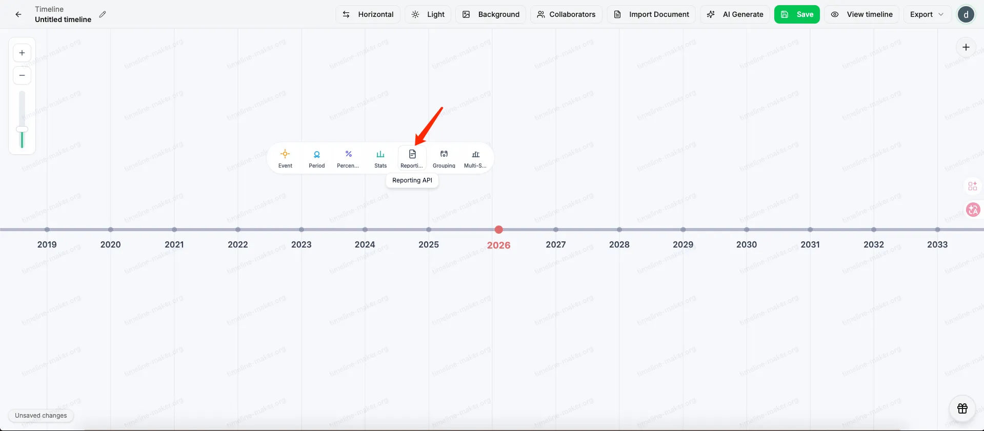 S13 - Reporting API option in create menu