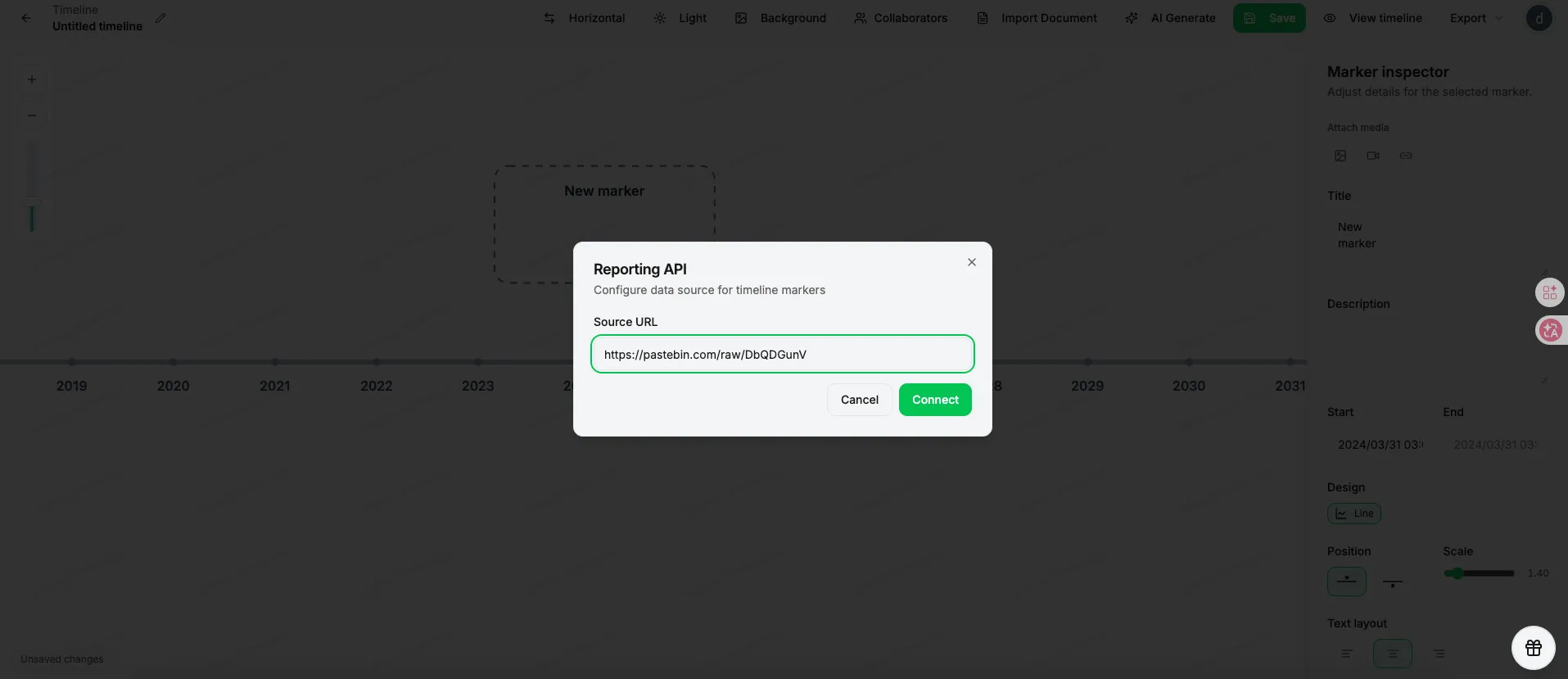 S14 - Reporting API section in marker inspector