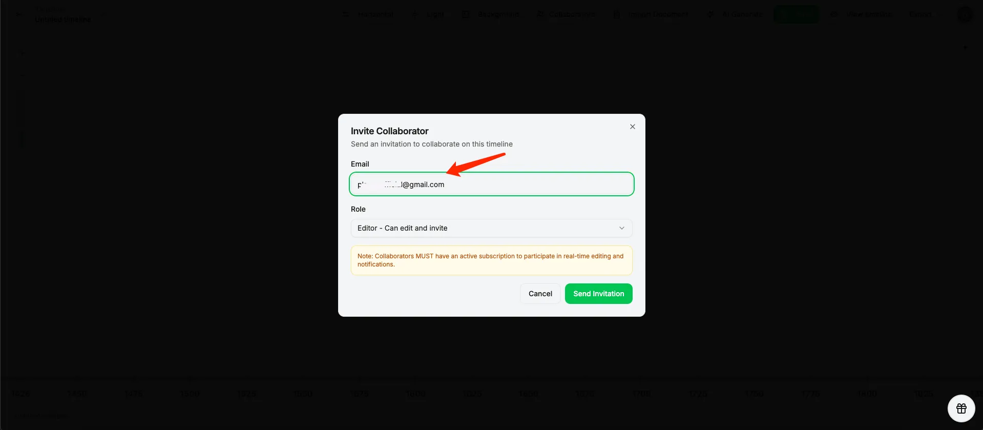 S25 - Invite collaborator form with email and role