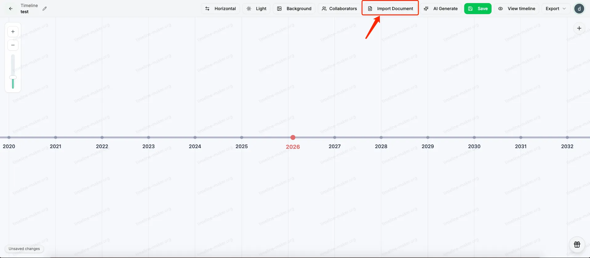 S27 - Import Document button in top bar
