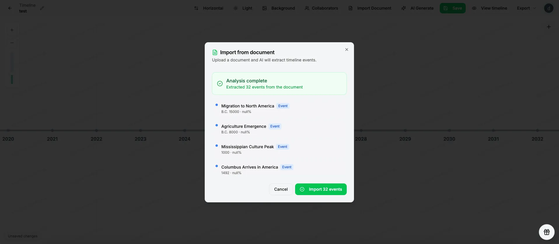 S30 - Parsed event list and import confirmation